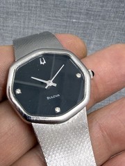 Vintage Bulova Octagonal Diamond Black Dial Mechanical Watch 10CK 8315-1