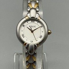 Relic ZR33034 Womens Watch 22mm Silver Gold Two Tone 30M New Battery 7.75″