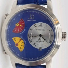 Joshua & Sons Automatic and Quartz Watch Three Time Zone 48mm