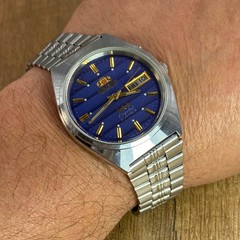 Orient Crystal 3 Stars Blue Wave Vintage automatic 21 jewels Japan mens watch