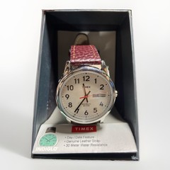 Timex T20041, Men’s Easy Reader Brown Leather Watch, Indiglo, Date NO BOX