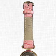 Venetiae Murano Millefiori Glass Quartz Watch Wristwatch Pink Strap Croc Style