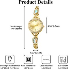 Glamorous Women’s Gold Analog Watch with Adjustable Band and Faux Diamonds