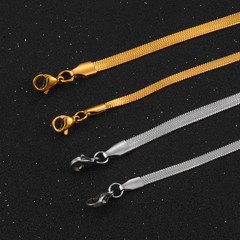Women Men Stainless Steel Width 3/4mm Gold Color Flat Snake Chain Bracelet Exten