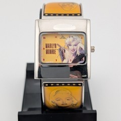 Centric Marilyn Monroe Cuff Watch Women Yellow Film Strip Silver Tone Vintage