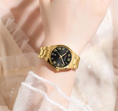 CURREN Women Quartz Watch Steel Roman Numerals Fashion Calendar Girls Wristwatch