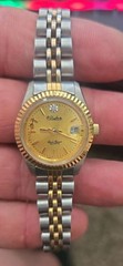 Lucien Piccard Dufonte Gold Tone & Stainless Diamond Quartz Watch Mag. Date