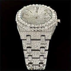 Luxury Hip Hop Ice out Men’s Watch Iced Bling VVS Silver Waterproof Diamond Date
