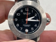 Nautica Steel Wristwatch See Pictures broken band needs battery