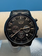 LIGE Dream Men’s Quartz Watch, Black On Black
