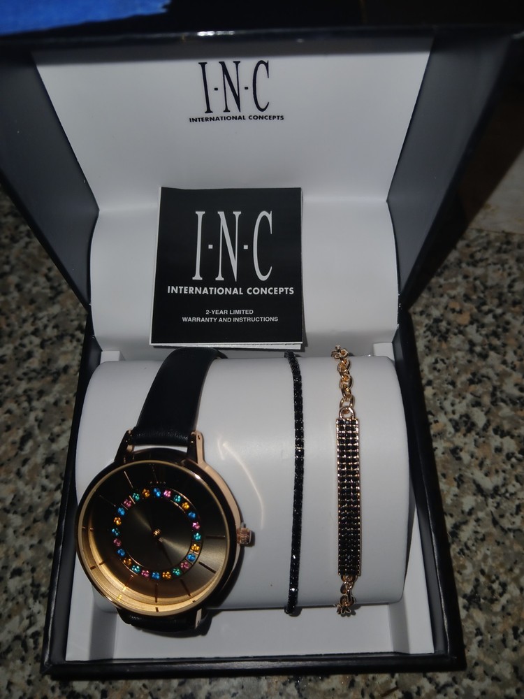INC International Concepts Women’s Bracelet Watch Set 36mm New With In Box