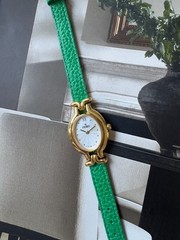 Authentic Fendi Watch 640L 25mm Green Leather Strap
