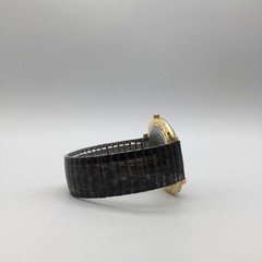 Ronica Watch Unisex 44mm Black Marbled Dial Gold Tone Stretch Band New Battery