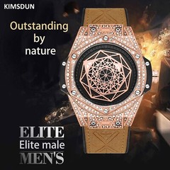 KIMSDUN Stylish Sport Watches, Geometry Polygon, Quartz Wristwatch,Leather Strap