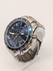 FMD Mens Watch 44mm Blue Dial Silver Tachymeter Chronograph FMD 1803 Bracelet