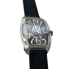 Frank Miura Watch Black Dial Silicone Band Used Unique Character Non-Waterproof