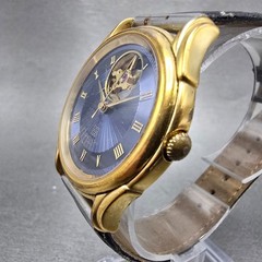 Givenchy Automatic Watch Men 34mm Blue Dial Gold Tone Skeleton Round Runs