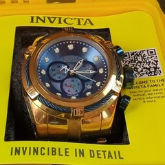 Invicta Bolt Zeus Reserve Chronograph Quartz Blue Dial Gold SS 52mm 200M Box