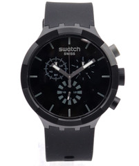 New Swiss Swatch Big Bold Chrono CHECKPOINT BLACK Men Watch 47mm SB02B400 $160