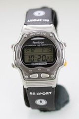 Armitron Men Watch Silver Gray Plastic Black 50m Light Alarm Date Chron Quartz