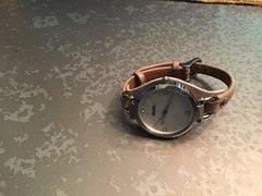 Fossil Ladies Silver / Brown Leather Georgia Watch EUC