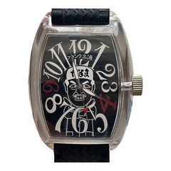 Frank Miura Watch Black Dial Silicone Band Used Unique Character Non-Waterproof