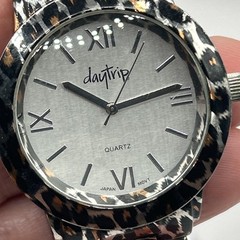 Daytrip Watch Women’s Cheetah Print Orange & Black Band Silver Dial NEW BATTERY