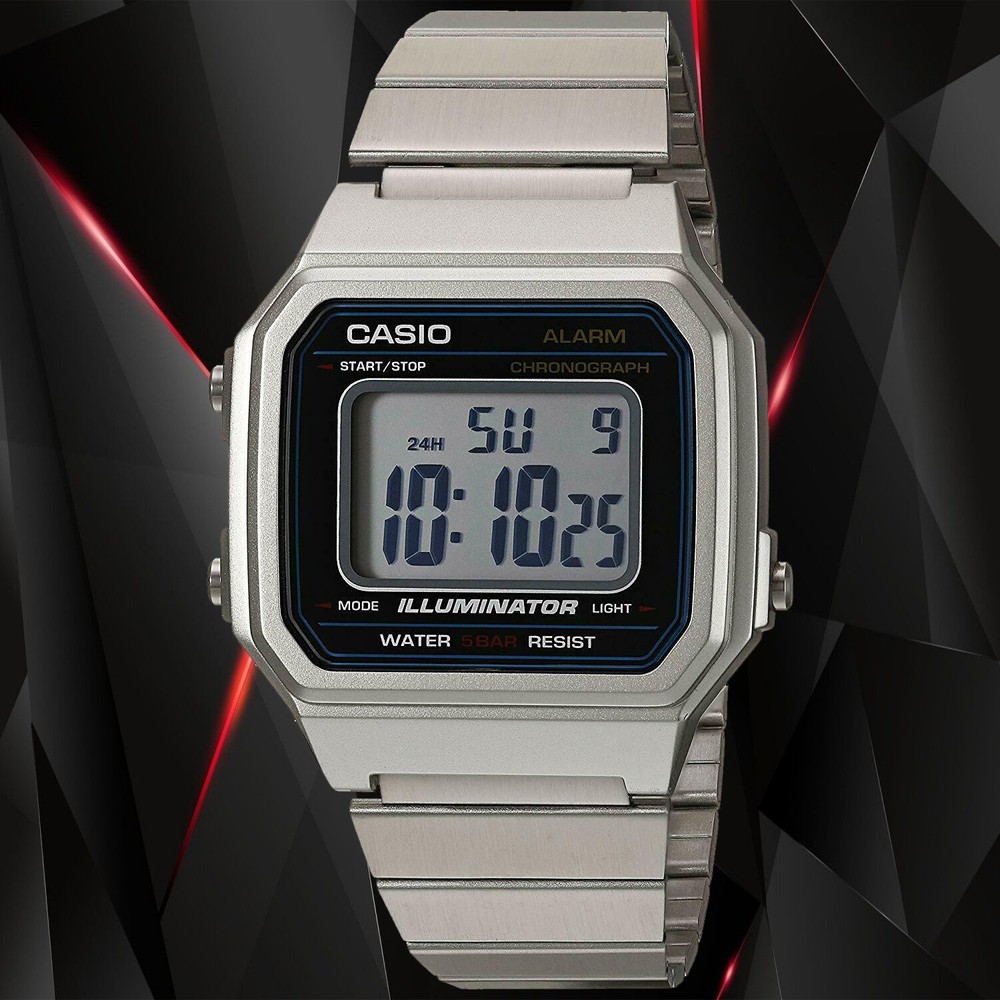Casio B650WD-1A Unisex Digital Watch Stainless Steel Band Flash Alert LED New
