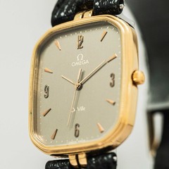 *Vintage 1982* OMEGA De Ville Cal.1417 Quartz Gold Slim Case Octagon 7J 27mm Men