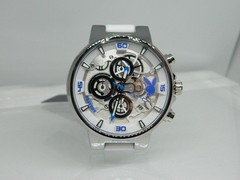 Play Boy Unisex Silver finish Chronograph watch on White Silicon Strap