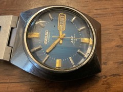 Vintage Seiko DX 6106-7729 Automatic Blue Sunburst Dial Prism Crystal Watch