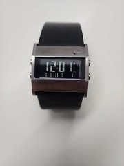 Nike Oregon Series Mens Stainless Black Leather Steel Digital Chrono Watch