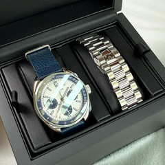 Bulova Lunar Pilot Chronograph 98K112 Archive Series 43.5mm Silver Blue NEW Box