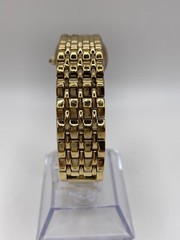 DMQ Swiss Ladies Mother Of Pearl Crystal Bezel Gold Tone Watch New Batt