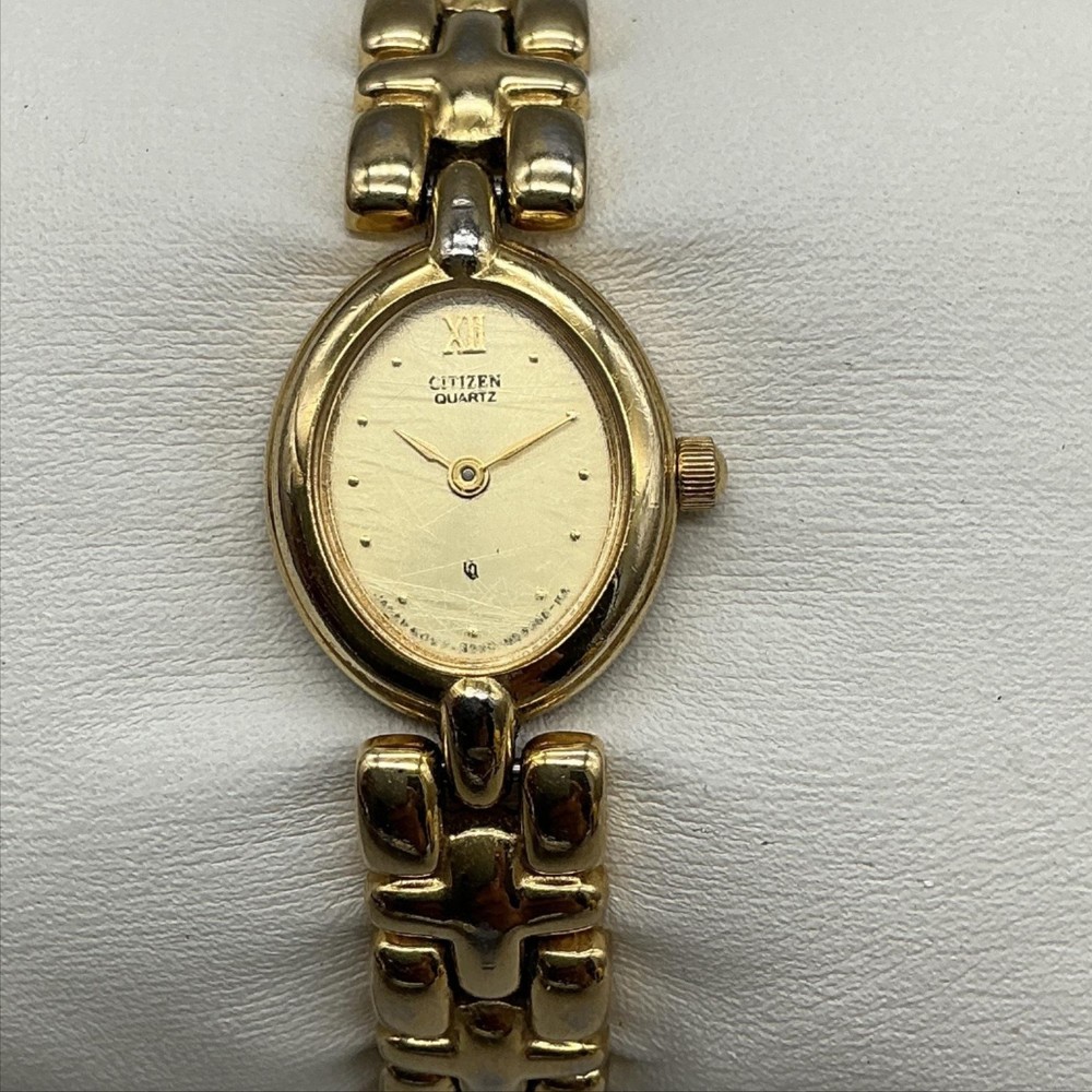 Vintage Citizen Womens Watch 16mm Gold Tone 3220-S33468 New Battery 6.5″