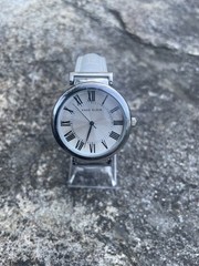 Anne Klein Watch AK/2137 Womens White Leather Band Quartz Three Hands