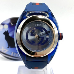 GUCCI Sync 137.1 Blue Dial Rubber Band Men’s Quartz Watch