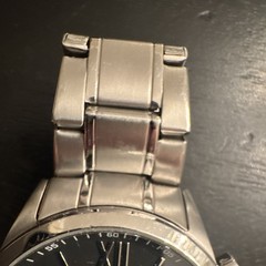 Fossil Men’s Black Dial Chronograph Quartz Watch, Silver Steel Bracelet 50m