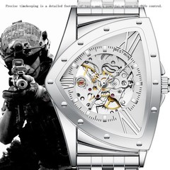 Men’s Triangular Skeleton Watch — Fully Automatic Mechanical, Water-Resi