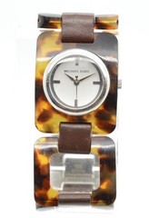 Women’s Michael Kors MK-4147 Watch Amber Tortoise Link Bracelet Silver Works!