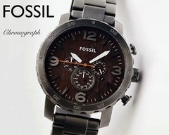 Fossil JR1355 Chronograph Date Wood Grain Dial 50mm Mens Watch