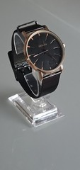Men’s Geneva Minimalist Watch Black Dial Rose Gold Case Mesh Strap Fashion Wrist