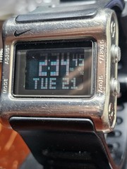 Nike Triax Digital Quartz 50m WR Day 38mm Silver Steel Black Rubber Strap