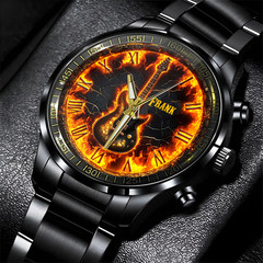 Personalized Electrical Guitar Music Band Guitarist Men Stainless Steel Watch