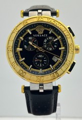 Precious Men’s Versace Greca Chronograph Black Dial Date Working Wristwatch