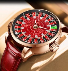 PINDU Russian Men’s Automatic Watch 5ATM Casino Tourbillon Rotating Roulette