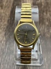 Geneva Vintage Women’s Watch Gold Tone With Beautiful Brown Lined Dial Working