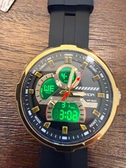 NEW Mens SANDA Watch black with gold trim