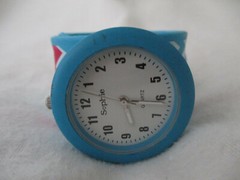 Sophie Chevron Pattern Watch, Teal, White & Pink Slap Band