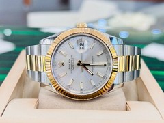 Rolex Datejust 126333 Silver Stick Dial 18k Yellow Gold Steel Oyster Band Watch
